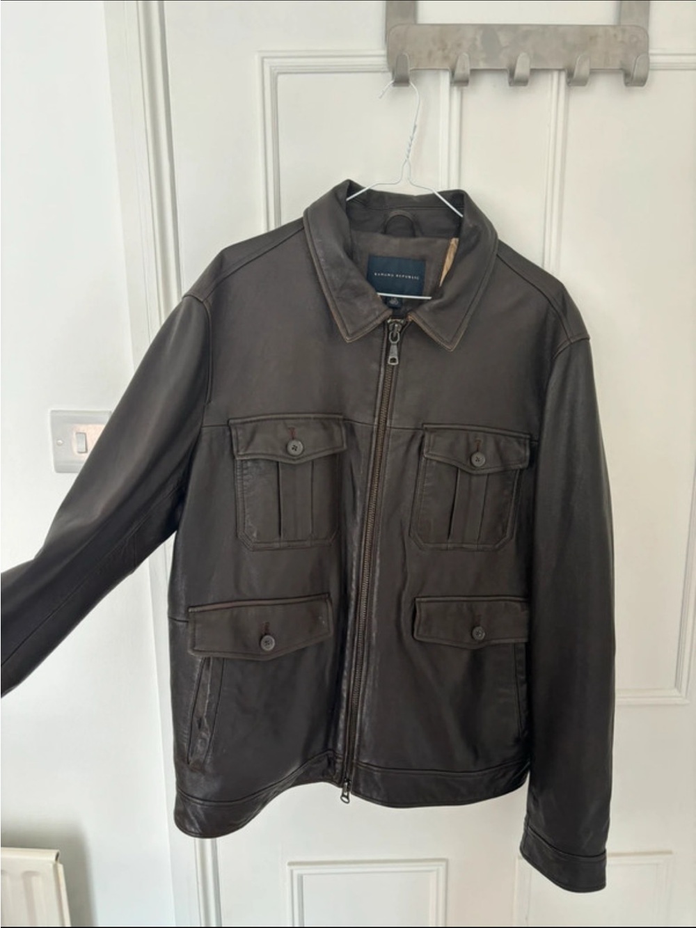 Men's Banana Republic Dark Brown Leather Utility Jacket
